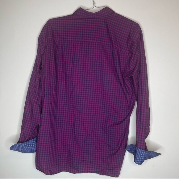 Tommy Bahama Pink-Purple-Blue Plaid LS Button Down Shirt in Size Large Tall - Picture 4 of 6